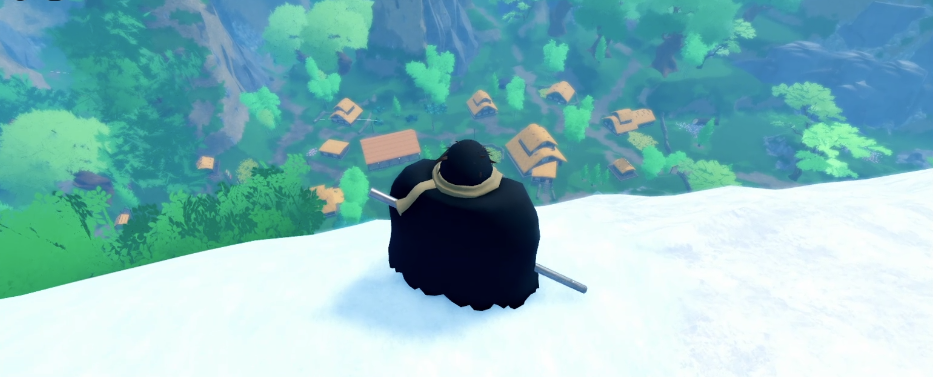 Legendary Bowstaff overlooking a forest village